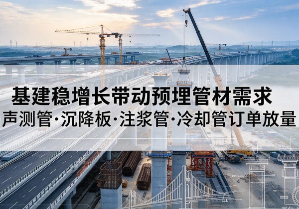 雷州基建稳增长带动预埋监测管材需求，声测管、沉降板、注浆管订单持续放量